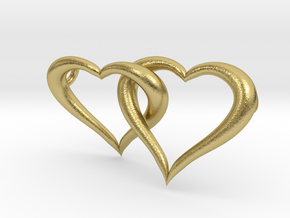 Interconnected Hearts Necklace in Natural Brass (Interlocking Parts)