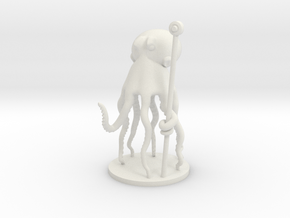 Octopus Wizard with Staff, 30mm in White Natural Versatile Plastic