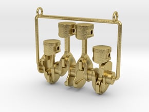 Inline 4 piston engine pendant in Natural Brass