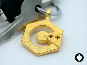 C++ Keychain in Polished Gold Steel