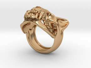 Cat Skull Ring in Polished Bronze: 8 / 56.75