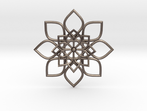Hypatia's Flower Pendant in Polished Bronzed-Silver Steel