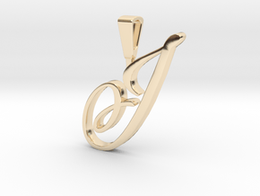 INITIAL PENDANT J in 14k Gold Plated Brass