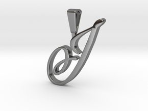 INITIAL PENDANT J in Fine Detail Polished Silver