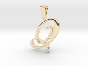 INITIAL PENDANT Q in 14k Gold Plated Brass
