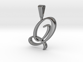 INITIAL PENDANT Q in Fine Detail Polished Silver