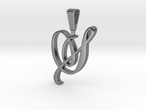 INITIAL PENDANT S in Fine Detail Polished Silver