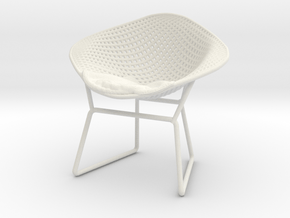 1:12 Miniature Diamond Chair - Harry Bertoia in White Natural Versatile Plastic: 1:12