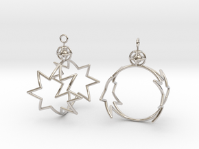 8-point star to circle earrings in Platinum