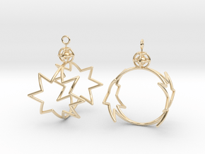 8-point star to circle earrings in 14K Yellow Gold