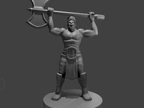 Half Orc Barbarian WITH A MULLET raging in Tan Fine Detail Plastic