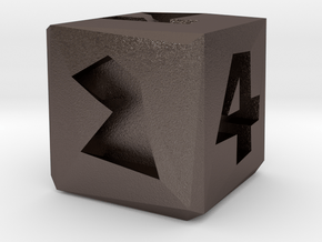 Low Poly Die in Polished Bronzed-Silver Steel: Small
