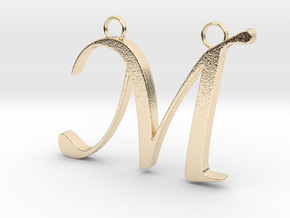 Letter M in 14k Gold Plated Brass
