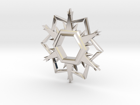 Alpha-Omega Snowflake in Rhodium Plated Brass