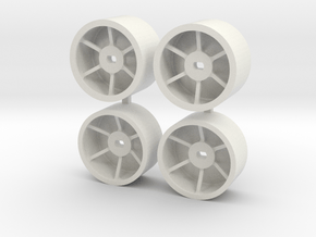 Mini-Z 4wd WIDE RIMS for F1 rubber in White Natural Versatile Plastic