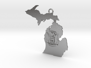 Map of Michigan with Michigan Flag Earring in Natural Silver