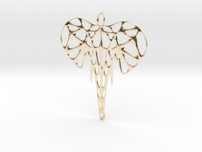 Elephant Voronoi Pendant in 14k Gold Plated Brass