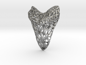 Shark Tooth Voronoi Pendant in Natural Silver