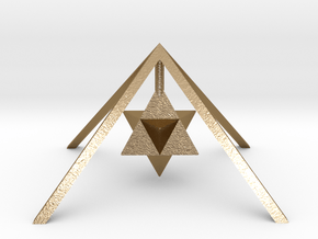 Golden Pyramid Star Tetrahedron in Polished Gold Steel