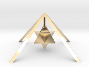 Golden Pyramid Star Tetrahedron in 14k Gold Plated Brass