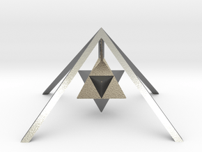 Golden Pyramid Star Tetrahedron in Natural Silver