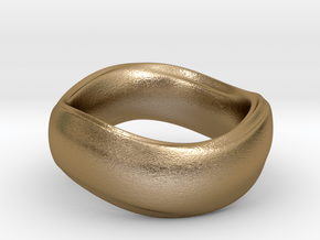 Ima Wave Ring in Polished Gold Steel: 7 / 54