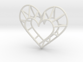 Minimalist Heart Pendant in White Natural Versatile Plastic