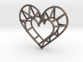 Minimalist Heart Pendant in Polished Bronzed-Silver Steel