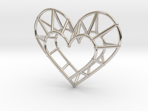 Minimalist Heart Pendant in Rhodium Plated Brass