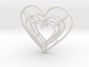 Small Wireframe Heart Pendant in White Natural Versatile Plastic