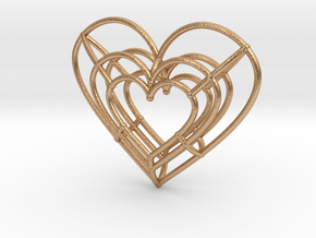 Small Wireframe Heart Pendant in Natural Bronze
