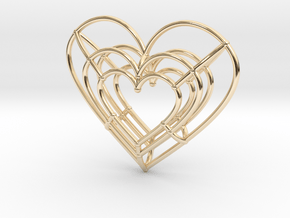 Small Wireframe Heart Pendant in 14K Yellow Gold