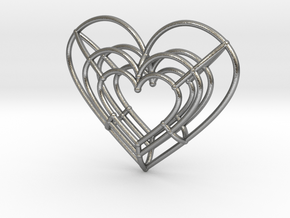 Small Wireframe Heart Pendant in Natural Silver