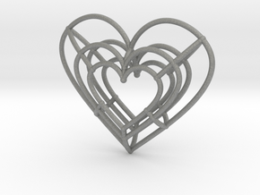 Small Wireframe Heart Pendant in Gray PA12
