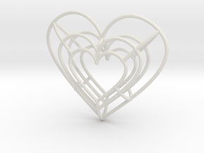 Medium Wireframe Heart Pendant in White Natural Versatile Plastic