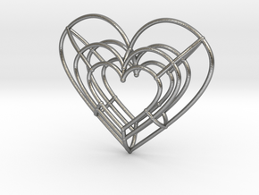 Medium Wireframe Heart Pendant in Natural Silver