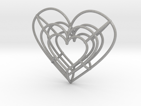 Medium Wireframe Heart Pendant in Aluminum