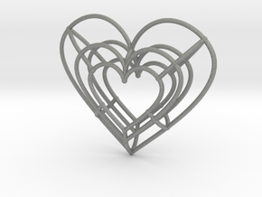 Medium Wireframe Heart Pendant in Gray PA12