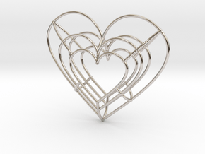 Large Wireframe Heart Pendant in Platinum