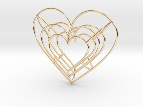 Large Wireframe Heart Pendant in 14k Gold Plated Brass