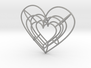 Large Wireframe Heart Pendant in Aluminum