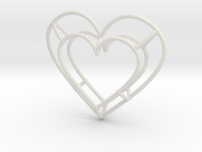 Small Open Heart Pendant in White Natural Versatile Plastic