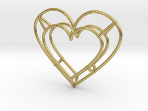 Small Open Heart Pendant in Natural Brass