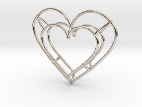 Small Open Heart Pendant in Rhodium Plated Brass