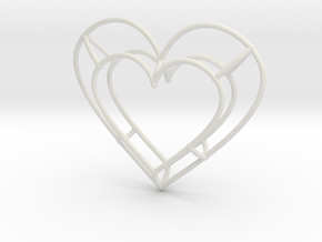 Medium Open Heart Pendant in White Natural Versatile Plastic