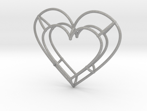 Medium Open Heart Pendant in Aluminum