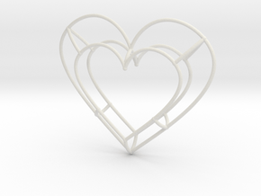 Large Open Heart Pendant in White Natural Versatile Plastic
