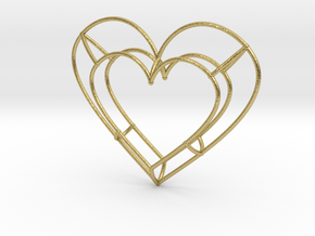 Large Open Heart Pendant in Natural Brass