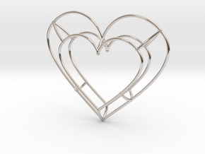 Large Open Heart Pendant in Platinum