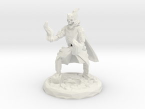 Skull Mage With Fire Hands Low Poly Version in White Natural Versatile Plastic